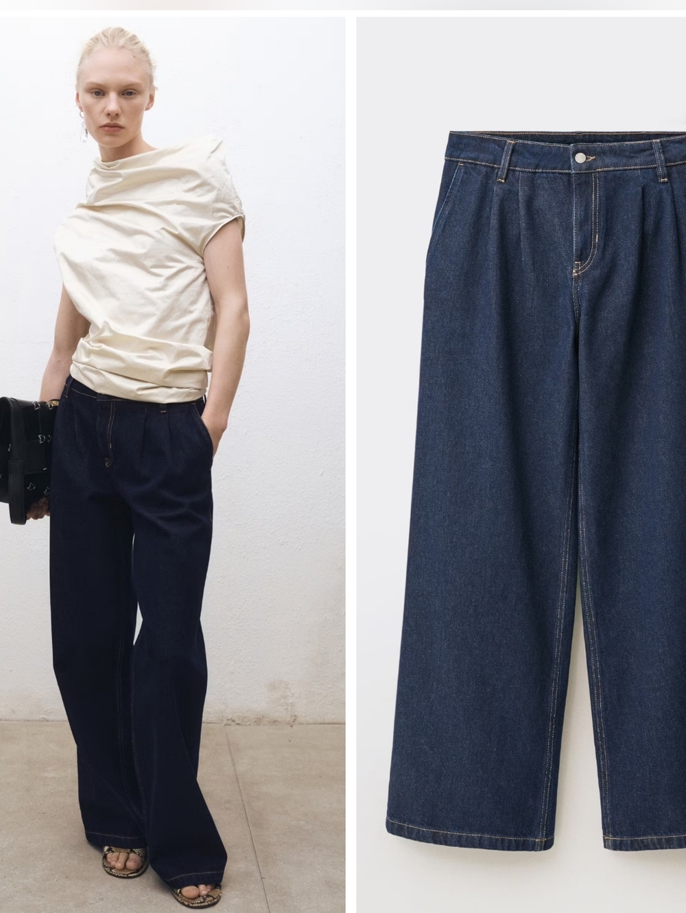 MANGO Pleated Jeans